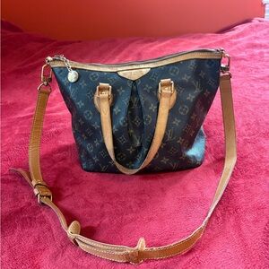 Louis Vuitton Monogram Shoulder Bag with Tan Leather Trim